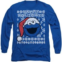 Cookie Monster Ugly Christmas Long Sleeve T Shirt Royal