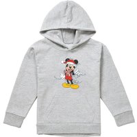 Disney Mickey Mouse Christmas Lights Youth Kids Pull-Over Hoodie, Athletic Heather in Grey | Size: 12-13 Years
