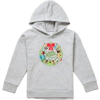 Disney Toy Story Christmas Wreath Toy Story, Monsters Inc., Cars, Up Youth Kids Pull-Over Hoodie, Athletic Heather in Grey | Size: 7-8 Years