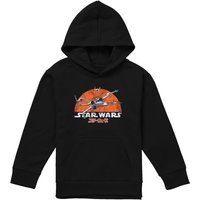 Disney Star Wars Xwing & Tie Fighter Flight Youth Kids Pull-Over Hoodie, Black | Size: 7-8 Years