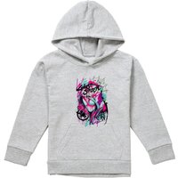 Marvel Ghost Spider Gwen Graffiti Face Youth Kids Pull-Over Hoodie, Athletic Heather in Grey | Size: 12-13 Years