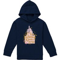 Disney Princess Christmas Let Your Holidays Sparkle Bright Youth Kids Pull-Over Hoodie, Navy | Size: 7-8 Years