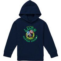 Marvel Captain America St Patrick'S Day Lucky Super Hero Youth Kids Pull-Over Hoodie, Navy | Size: 9-11 Years