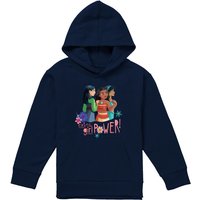 Disney Princess Mulan, Moana, Jasmine Extra Girl Power Youth Kids Pull-Over Hoodie, Navy | Size: 12-13 Years