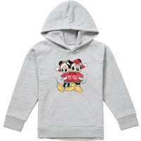 Disney Mickey Mouse & Minnie Christmas Jumper Youth Kids Pull-Over Hoodie, Athletic Heather in Grey | Size: 7-8 Years