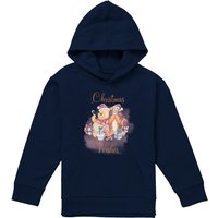 Disney Winnie The Pooh Christmas Wishes With Pooh, Tigger, Piglet Youth Kids Pull-Over Hoodie, Navy | Size: 12-13 Years
