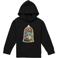 Disney Beauty & The Beast Stained Glass Youth Kids Pull-Over Hoodie, Black | Size: 7-8 Years