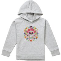 Disney Coco Day Of The Dead Patch With Miguel, Ernesto, Hector Youth Kids Pull-Over Hoodie, Athletic Heather in Grey | Size: 5-6 Years