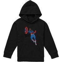Marvel Captain America Sam Wilson Doodle Youth Kids Pull-Over Hoodie, Black | Size: 7-8 Years