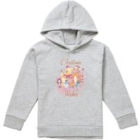Disney Winnie The Pooh Christmas Wishes With Pooh, Tigger, Piglet Youth Kids Pull-Over Hoodie, Athletic Heather in Grey | Size: 5-6 Years