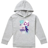 Marvel Spidey & His Amazing Friends Ghost Spider Go Webs Youth Kids Pull-Over Hoodie, Athletic Heather in Grey | Size: 12-13 Years