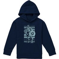 Marvel Captain America Stars & Stripes Captain Youth Kids Pull-Over Hoodie, Navy | Size: 12-13 Years