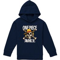 One Piece Jolly Roger Youth Kids Pull-Over Hoodie, Navy | Size: 5-6 Years