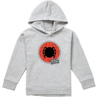 Marvel Friendly Neighborhood Spiderman Badge Youth Kids Pull-Over Hoodie, Athletic Heather in Grey | Size: 9-11 Years
