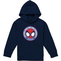 Marvel Spidey & His Amazing Friends Great Responsibility Badge Youth Kids Pull-Over Hoodie, Navy | Size: 9-11 Years