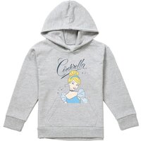 Disney Cinderella Headshot With Fancy Script Youth Kids Pull-Over Hoodie, Athletic Heather in Grey | Size: 9-11 Years