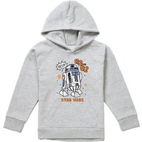 Disney Star Wars R2D2 Marker Youth Kids Pull-Over Hoodie, Athletic Heather in Grey | Size: 7-8 Years