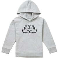 Disney Love Hands Youth Kids Pull-Over Hoodie, Athletic Heather in Grey | Size: 12-13 Years