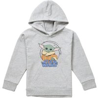 Disney Star Wars Grogu Spiral Youth Kids Pull-Over Hoodie, Athletic Heather in Grey | Size: 9-11 Years