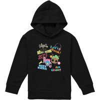 Marvel Guardians Of The Galaxy Rocket & Groot Stickers Youth Kids Pull-Over Hoodie, Black | Size: 12-13 Years