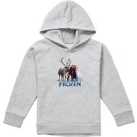 Disney Frozen Group Photo With Elsa, Anna, Kristoff, Sven & Olaf Youth Kids Pull-Over Hoodie, Athletic Heather in Grey | Size: 5-6 Years