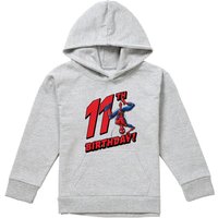 Marvel Spiderman Birthday 11 Youth Kids Pull-Over Hoodie, Athletic Heather in Grey | Size: 12-13 Years