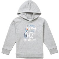 Disney Frozen Chillin Like Olaf 12Th Birthday Youth Kids Pull-Over Hoodie, Athletic Heather in Grey | Size: 7-8 Years