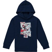 Marvel Spiderman Panel Collage Youth Kids Pull-Over Hoodie, Navy | Size: 12-13 Years