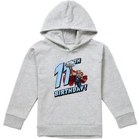 Marvel Thor Birthday 11 Youth Kids Pull-Over Hoodie, Athletic Heather in Grey | Size: 7-8 Years