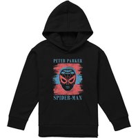 Marvel Spiderman Peter Parker Stripes Youth Kids Pull-Over Hoodie, Black | Size: 7-8 Years