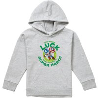 Marvel Captain America St Patrick'S Day Lucky Super Hero Youth Kids Pull-Over Hoodie, Athletic Heather in Grey | Size: 12-13 Years