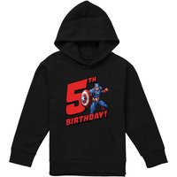 Marvel Captain America Birthday 5 Youth Kids Pull-Over Hoodie, Black | Size: 5-6 Years