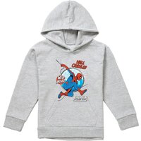 Marvel Friendly Neighborhood Spiderman Wall Crawler Comic Youth Kids Pull-Over Hoodie, Athletic Heather in Grey | Size: 12-13 Years