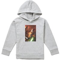 Disney Star Wars Ahsoka Panel Youth Kids Pull-Over Hoodie, Athletic Heather in Grey | Size: 12-13 Years