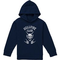 Stranger Things Hellfire Club Bones Youth Kids Pull-Over Hoodie, Navy | Size: 12-13 Years