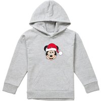 Disney Mickey Mouse Christmas Fairy Lights Wrap Youth Kids Pull-Over Hoodie, Athletic Heather in Grey | Size: 9-11 Years