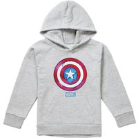 Marvel Captain America Drip Shield Youth Kids Pull-Over Hoodie, Athletic Heather in Grey | Size: 5-6 Years