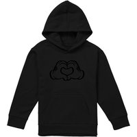 Disney Love Hands Youth Kids Pull-Over Hoodie, Black | Size: 9-11 Years