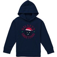 Disney Star Wars The Mandalorian Christmas Galaxy'S Greetings Youth Kids Pull-Over Hoodie, Navy | Size: 7-8 Years