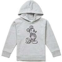 Disney Mickey Sketch Youth Kids Pull-Over Hoodie, Athletic Heather in Grey | Size: 9-11 Years