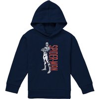 Marvel Spiderman Hero Stance Youth Kids Pull-Over Hoodie, Navy | Size: 9-11 Years