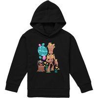 Marvel Guardians Of The Galaxy In Full Bloom Youth Kids Pull-Over Hoodie, Black | Size: 5-6 Years