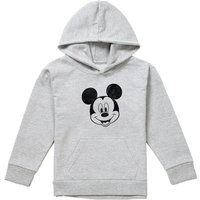 Disney Mickey Mouse Mono Face Youth Kids Pull-Over Hoodie, Athletic Heather in Grey | Size: 9-11 Years