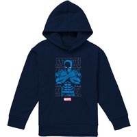 Marvel Black Panther Stripes Youth Kids Pull-Over Hoodie, Navy | Size: 12-13 Years