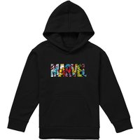 Marvel Logo Characters Youth Kids Pull-Over Hoodie, Black | Size: 9-11 Years