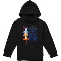 Disney Winnie The Pooh Bouncing Into The New Year Youth Kids Pull-Over Hoodie, Black | Size: 9-11 Years