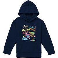 Marvel Guardians Of The Galaxy Rocket & Groot Stickers Youth Kids Pull-Over Hoodie, Navy | Size: 12-13 Years
