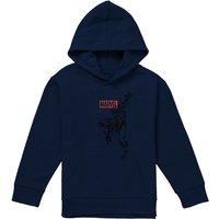 Marvel Spiderman Outline Youth Kids Pull-Over Hoodie, Navy | Size: 12-13 Years