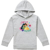Disney Princess Stronger Together With Jasmine, Tiana, Belle Youth Kids Pull-Over Hoodie, Athletic Heather in Grey | Size: 9-11 Years
