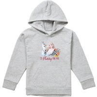 Disney Frozen Valentine'S Day Olaf, I'D Flurry For You Elsa Youth Kids Pull-Over Hoodie, Athletic Heather in Grey | Size: 9-11 Years